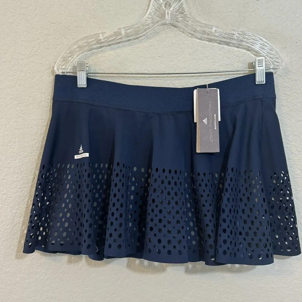 Adidas Stella McCartney Barricade‎ Tennis Skirt Navy Blue Laser Cut Women Large
